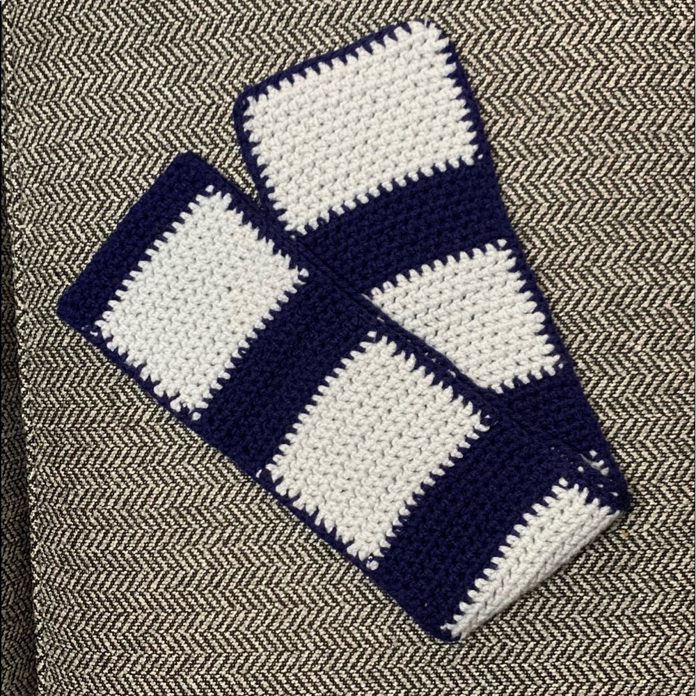 Blue & light blue silver crochet scarf
